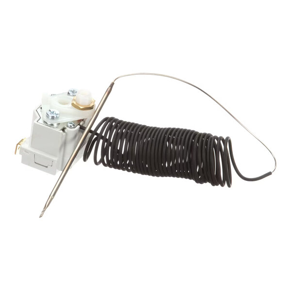 A Blodgett 58025 high limit thermostat with a coiled sensor probe and mounting hardware.