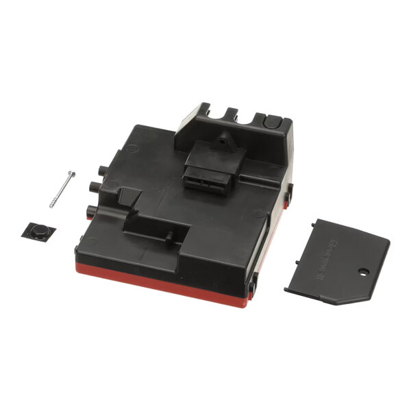 A black and red control box assembly with a cover, screw, and small component, designed for Blodgett ovens.