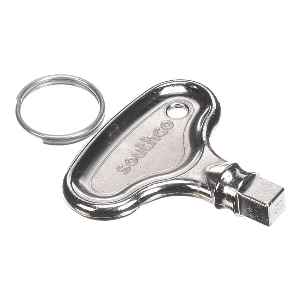 A metal clean cycle key kit with a square end and a keyring, labeled 'southco'.
