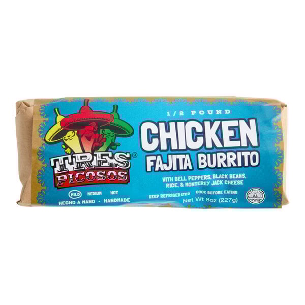 Tres Picosos Chicken Fajita Burrito 8 oz. - 12/Case