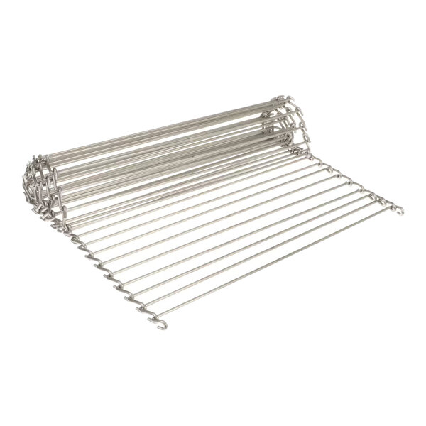 A metal conveyor belt chain kit with parallel rods and side links.