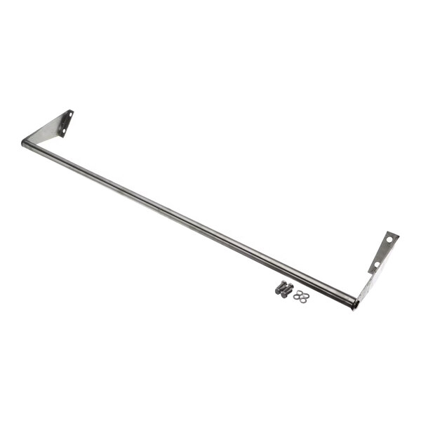A metal grab rail with mounting brackets and hardware.
