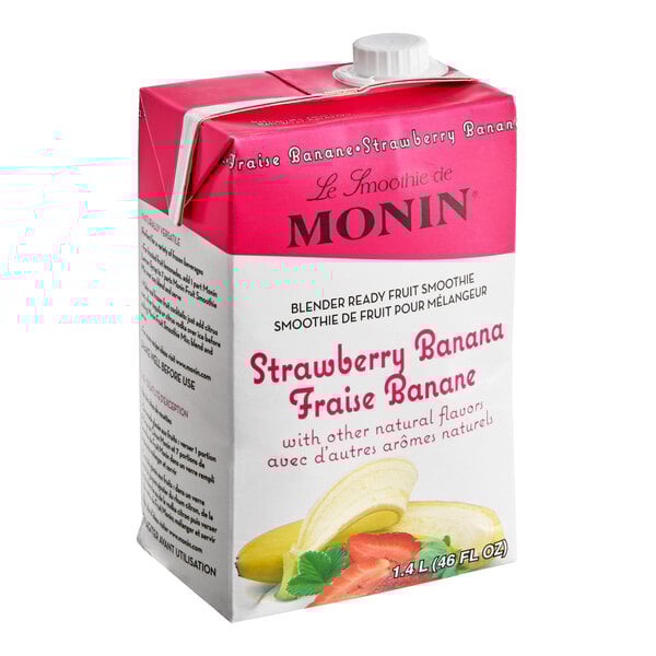 Monin Strawberry Banana Fruit Smoothie Mix 46 fl. oz. - 6/Case