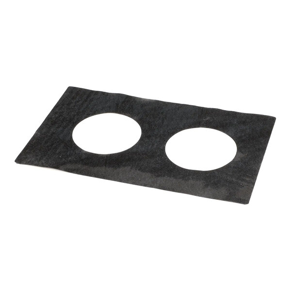 A rectangular black heat shield pad with two large circular cutouts.