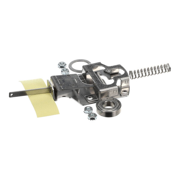 An Antunes 7001234 idler shaft tensioner assembly with metal components, a spring, and mounting hardware.
