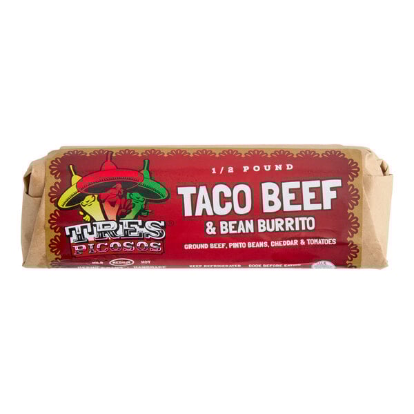 Tres Picosos Taco Beef Burrito 8 oz. - 12/Case