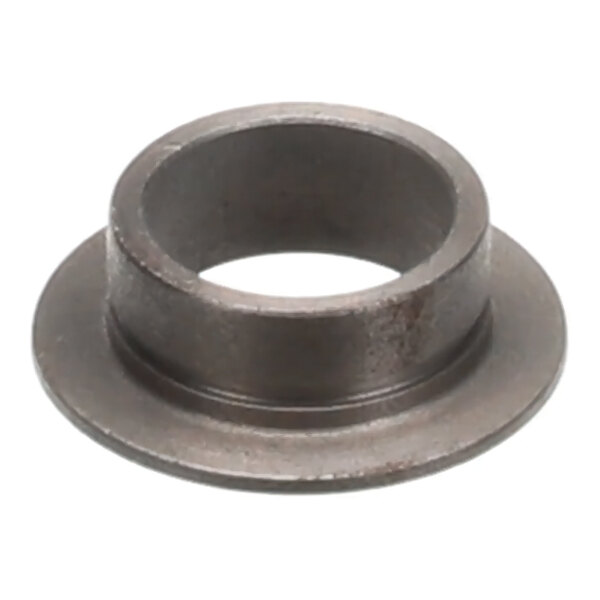 A metal coupler with a flanged base and cylindrical center opening.