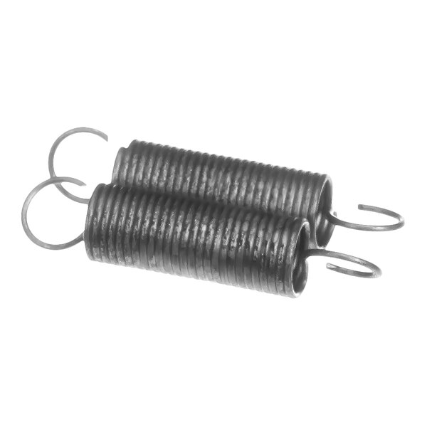 A pair of metal compression springs with hooks on each end.
