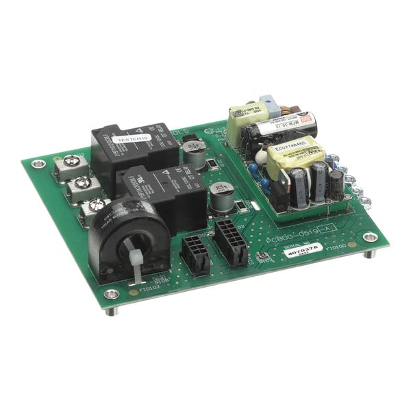 A green Antunes 7002331 TW-100 power board with various electronic components and connectors mounted on it.