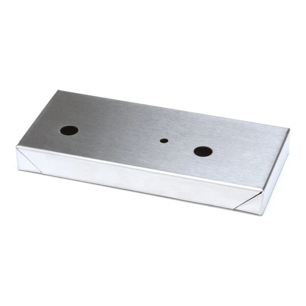 A rectangular metal housing with three circular holes on the top surface.