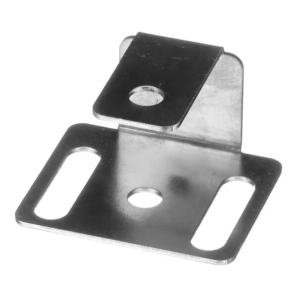 A metal chain tensioner bracket with three mounting holes.