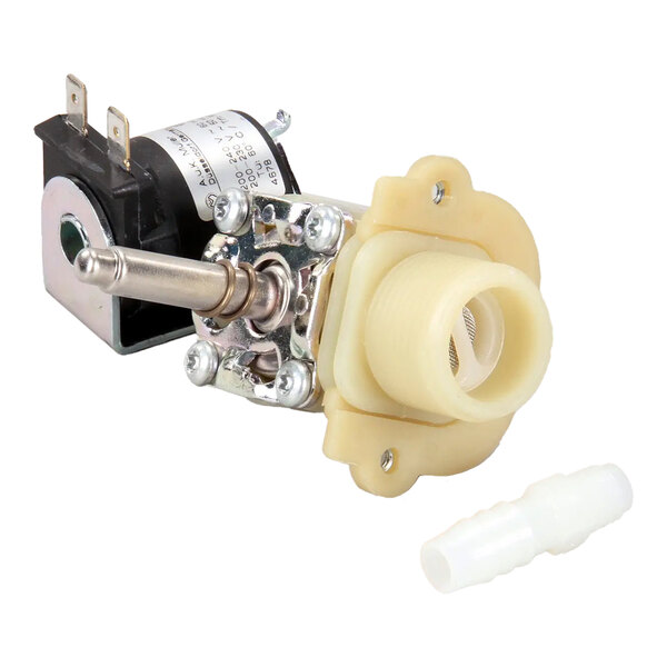 A solenoid valve kit with electrical connectors and a plastic fitting, designed for Blodgett equipment.