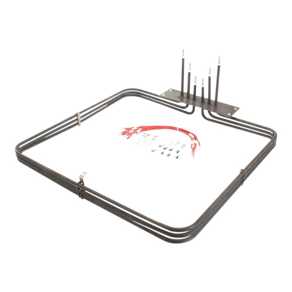 A square-shaped Blodgett 90098 element assembly with three heating elements, wiring, and mounting hardware for 240V ovens.