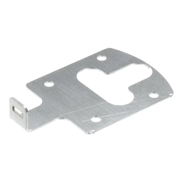 A flat metal plate with multiple holes and a bent edge, identified as a tensioner plate kit.