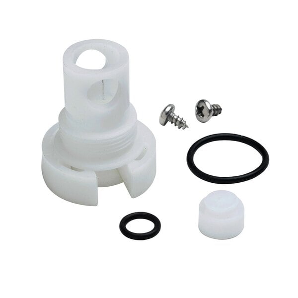 A white plastic T&S repair kit for a vacuum breaker.