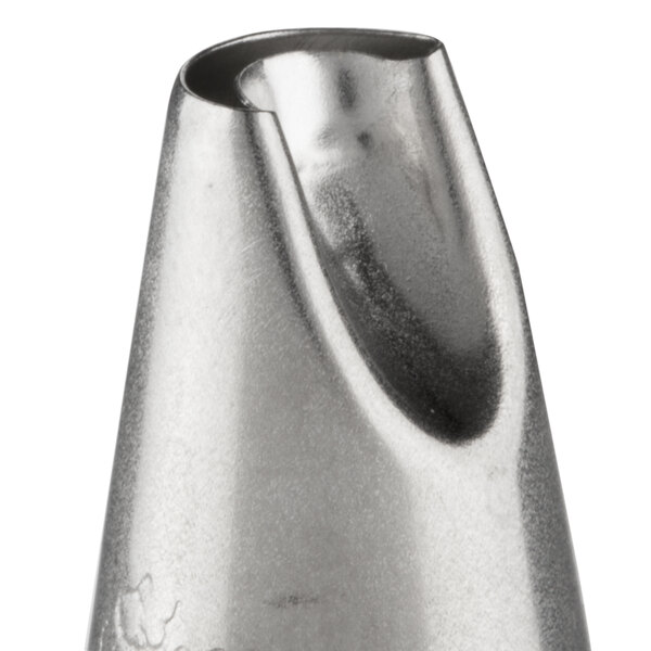 A metal piping tip designed for creating lily-of-the-valley shapes in cake decorating.