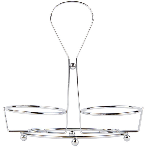 Tablecraft Modern Sets 3/8" x 8 1/2" x 3 7/8" Oil and Vinegar Cruet Chrome Rack - 6/Case