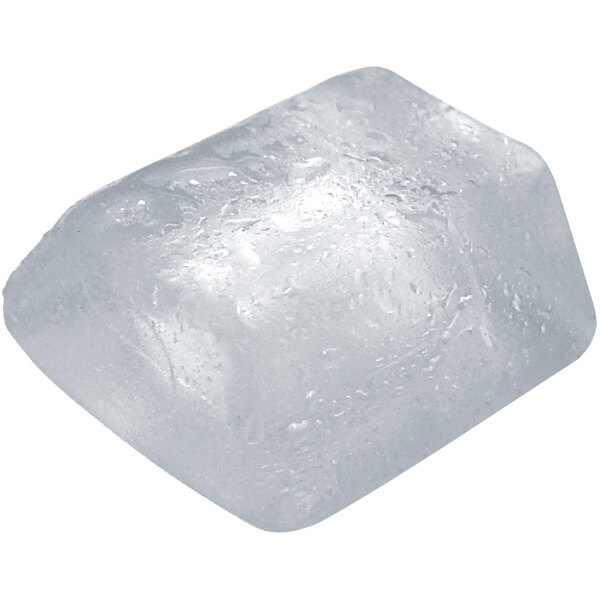 A single clear, rectangular nugget of ice.