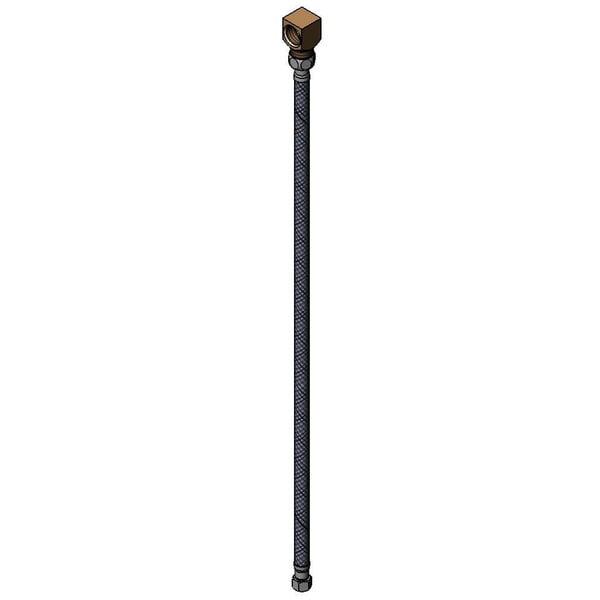 A black pole with two long metal hoses and square metal objects on the ends.