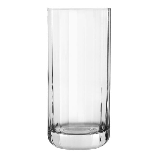 A clear, cylindrical 12 oz. beverage glass.