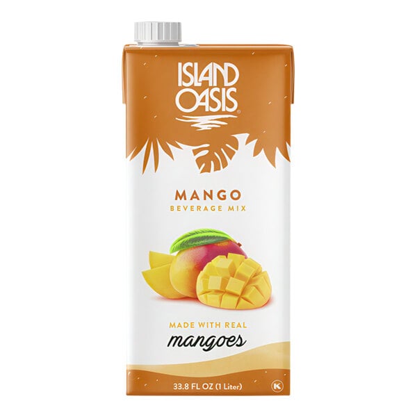 A 1-liter carton of Island Oasis Mango Beverage Mix.