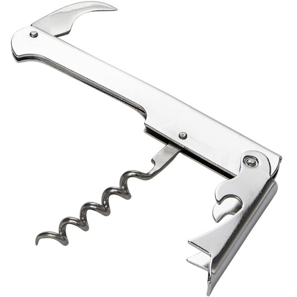 American Metalcraft 4 1/2" Stainless Steel Waiter's Corkscrew with Curved Knife WCS867 - 12/Case
