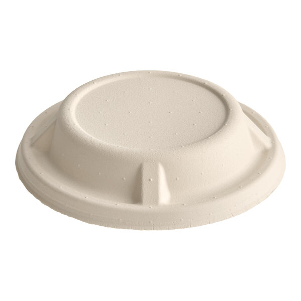 A round domed fiber take-out lid designed for 24-48 oz. containers.