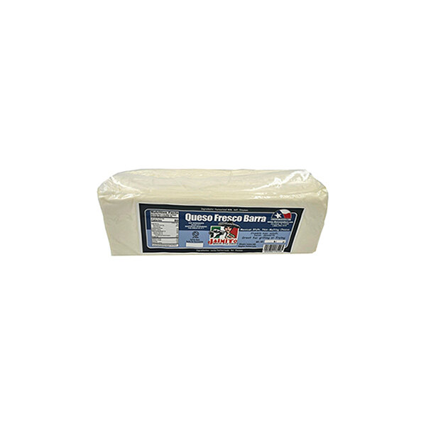 A 5-pound block of Jaimito Queso Fresco cheese in plastic packaging.