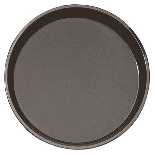 An 11-inch round brown non-skid serving tray.