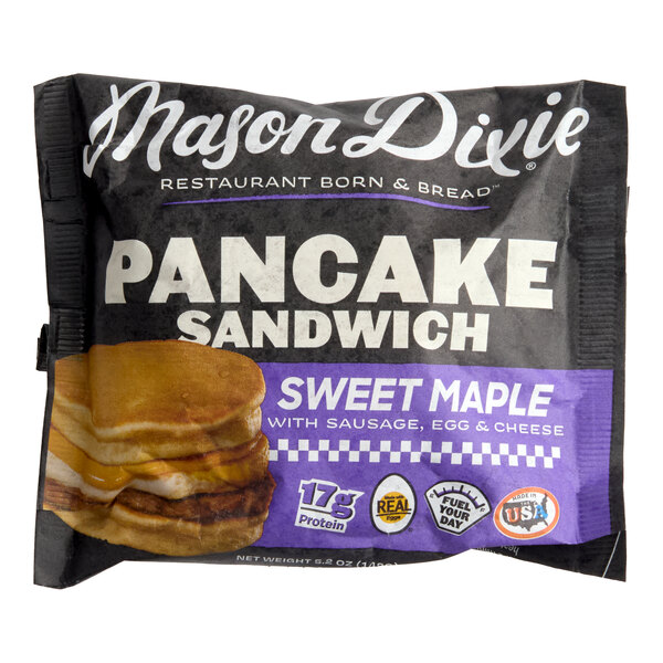 Mason Dixie Sausage, Egg, and Cheese Pancake Breakfast Sandwich 5.2 oz. - 12/Case