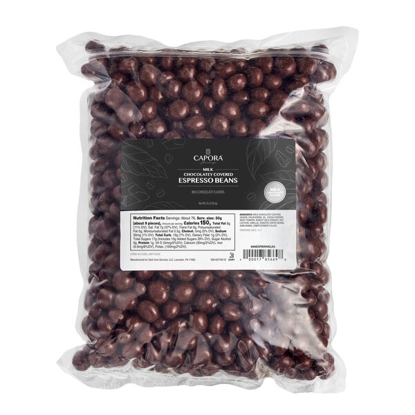 Capora Milk Chocolatey Covered Espresso Beans 5 lb. - 6/Case
