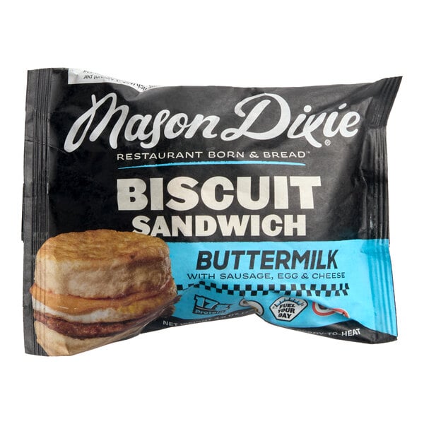 Mason Dixie Sausage, Egg, and Cheese Biscuit Breakfast Sandwich 4.8 oz. - 12/Case