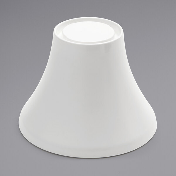 A white round melamine pedestal with a flared base.