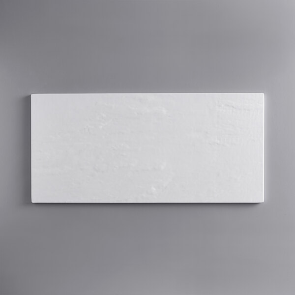 American Metalcraft 8 1/2" x 18" White Faux Slate Melamine Platter - 6/Case