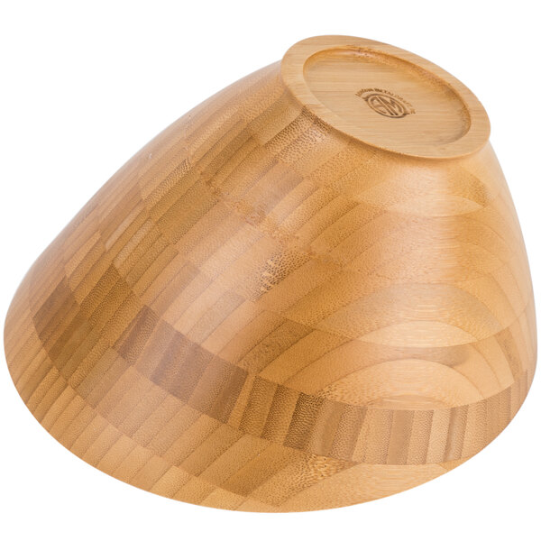 American Metalcraft 80 oz. Round Slanted Bamboo Bowl - 4/Case