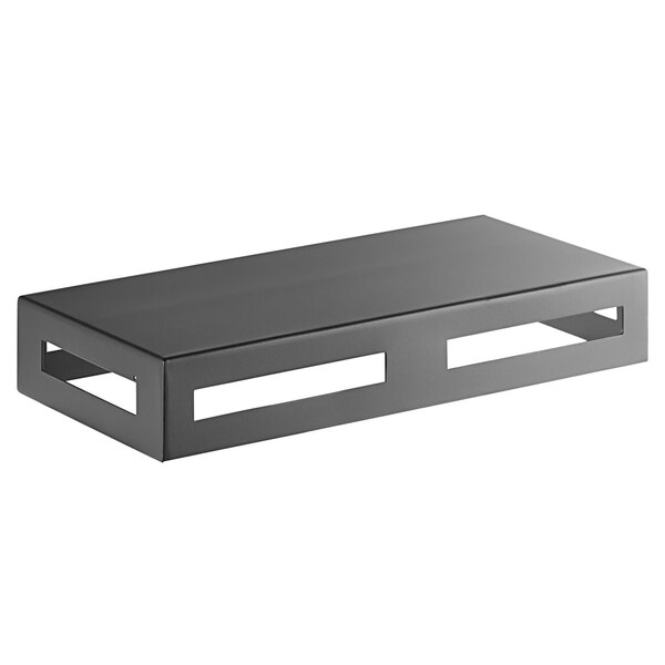 American Metalcraft Black Twilight 12 1/8" x 6 1/8" x 2" Rectangular Black Metal Multifunctional Riser - 6/Case