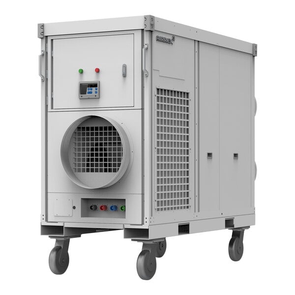 A large industrial heat pump unit on wheels.