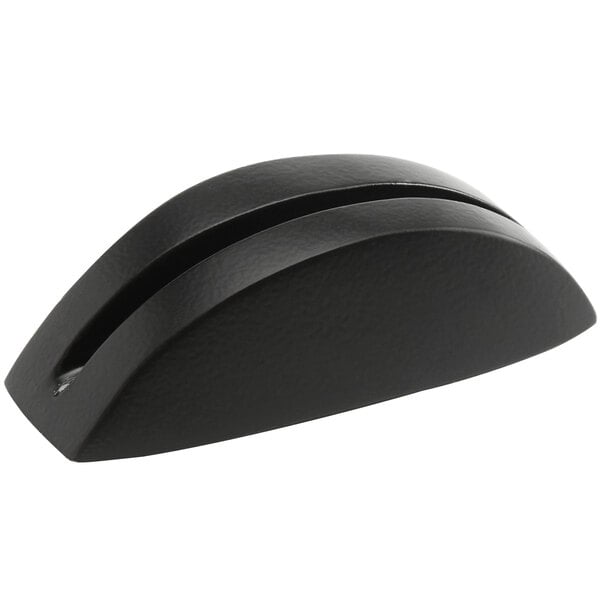 American Metalcraft 2 1/8" Black Hammered Aluminum Half Moon Card Holder - 12/Case