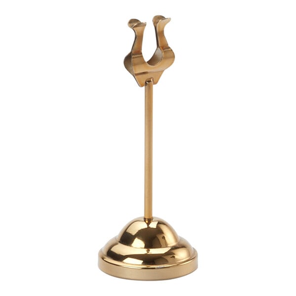 American Metalcraft 6" Gold Stainless Steel Harp Number Stand with Weighted Base - 12/Case