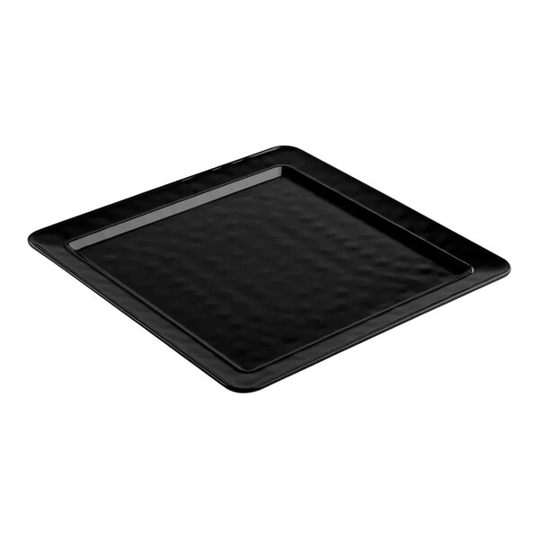 Tablecraft Ridge Collection 16" x 16" Black Square Melamine Platter - 6/Case