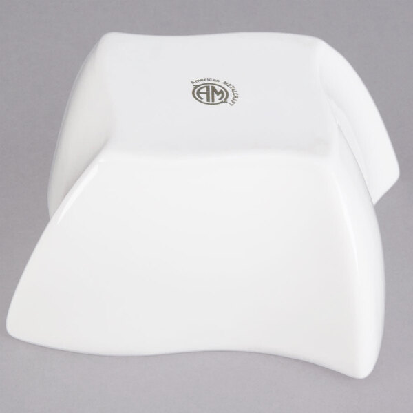 American Metalcraft Squavy 4.75 Qt. Square White Wavy Porcelain Bowl - 4/Case