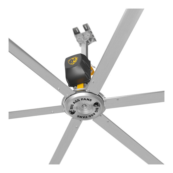 Big Ass Fans 14' Yellow and Silver Aluminum Indoor Shop Ceiling Fan - 100-120V