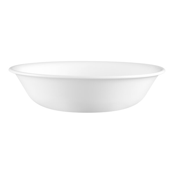 A small, round, bright white glass dip or condiment bowl.
