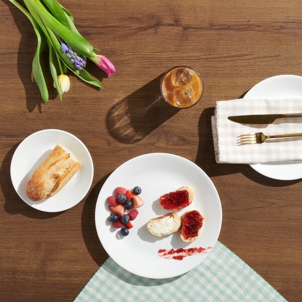 Corelle Essentials 6 3/4" Round Glass Bright White Coupe Plate - 36/Case