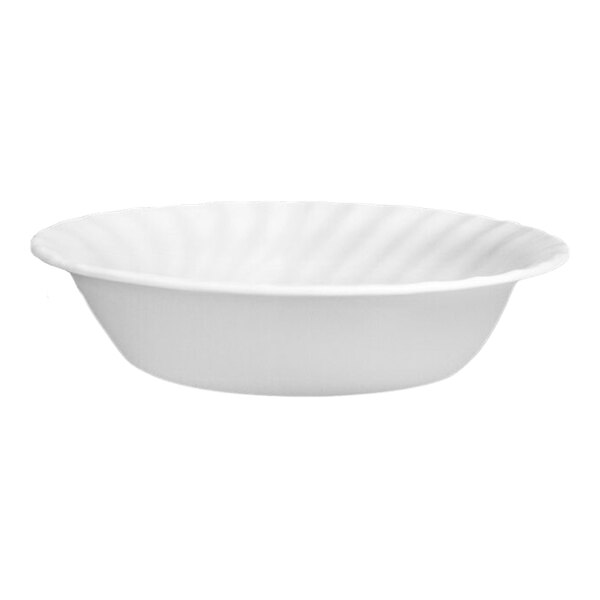 Corelle Premium Brisas 19 oz. Round Glass Bright White Bowl with Embossed Rim - 24/Case