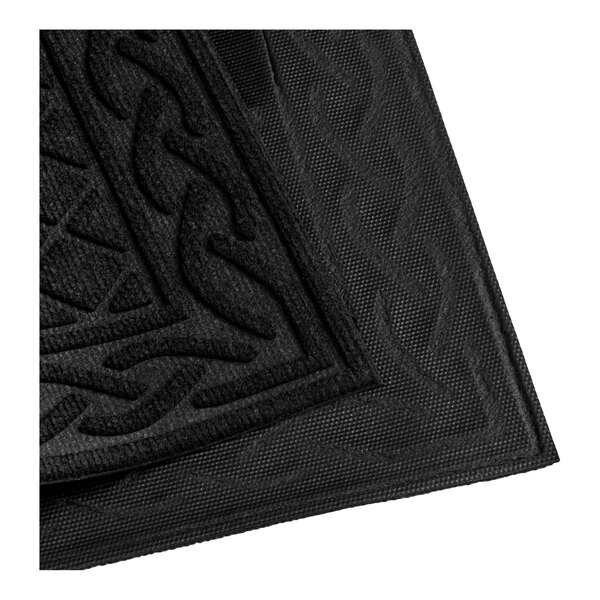 Lavex 2' x 3' Black Diamond Polypropylene Rubber-Backed "Welcome" Entrance Mat with Decorative Border - 13/16" Thick