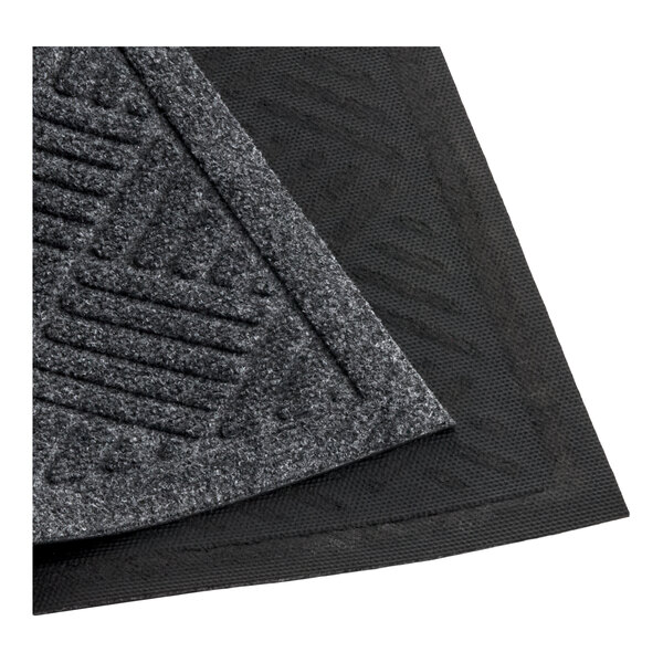 Lavex 1' 6" x 2' 6" Gray Geometric Chevron Rib Polypropylene Rubber-Backed Entrance Mat - 13/16" Thick