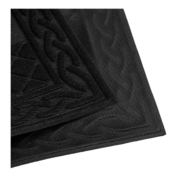 Lavex 1' 6" x 2' 6" Black Diamond Polypropylene Rubber-Backed "Welcome" Entrance Mat with Decorative Border - 13/16" Thick