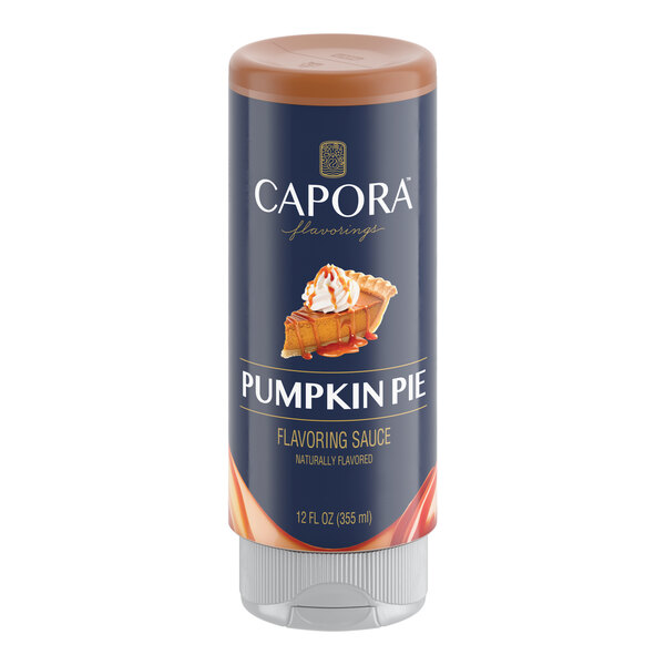 A 12 fl. oz. bottle of Capora Pumpkin Pie flavoring sauce.
