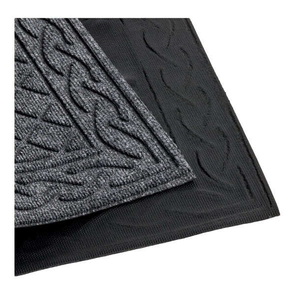 Lavex 2' x 3' Gray Diamond Polypropylene Rubber-Backed "Welcome" Entrance Mat with Decorative Border- 13/16" Thick